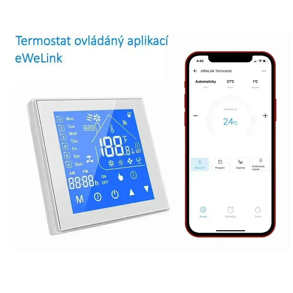 WiFi Termostat 16A pro přímotopy - eWeLink
