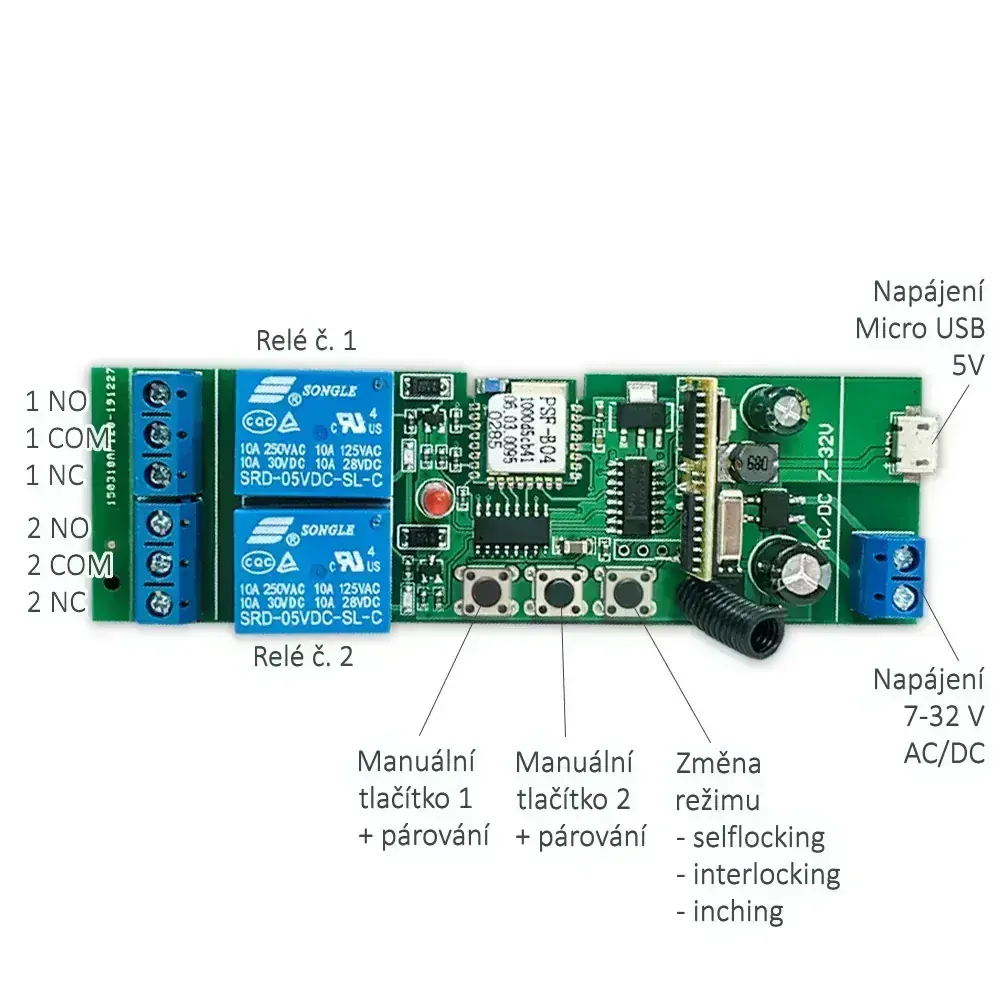 Tuya 5V/7-32V 2CH + RF