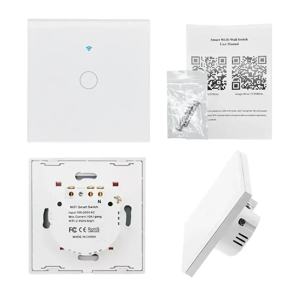 WiFi+RF vypínač bílý 1CH s nulou i bez nuly - Tuya 