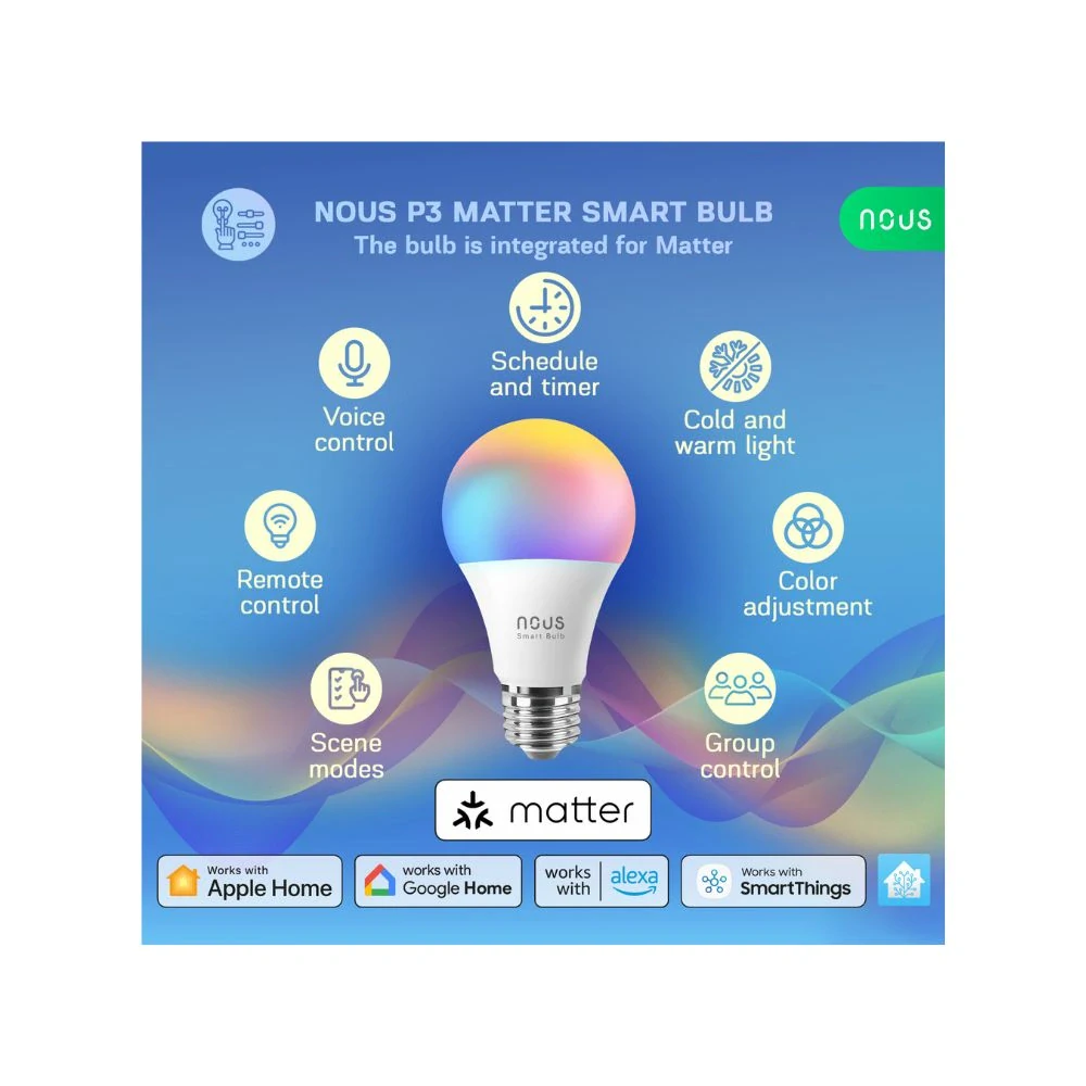 Nous P3 Tuya WiFi Matter žárovka RGB 9W E27