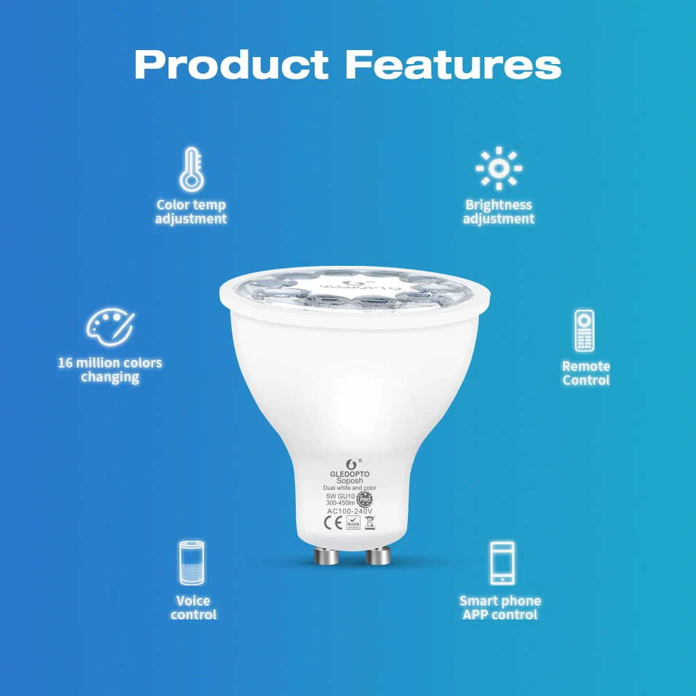 Gledopto GL-S-006P, Zigbee bodová LED žárovka