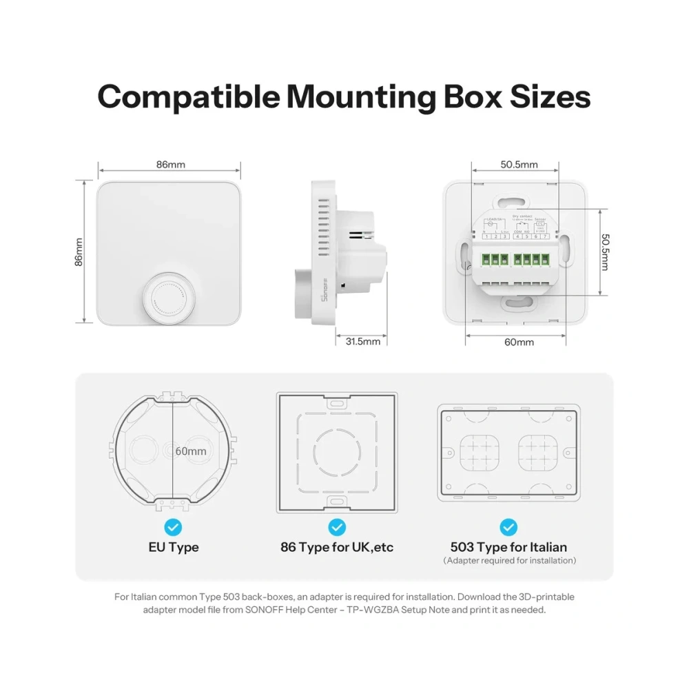 SONOFF Thermostat Core TP-WGZBA – Zigbee termostat pro podlahové topení a kotle