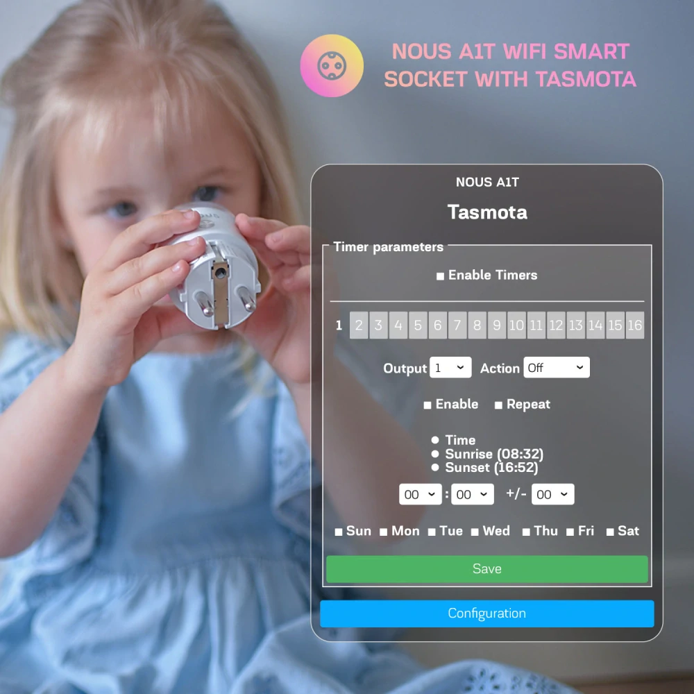 Nous A1T WiFi zásuvka s Tasmotou 2ks