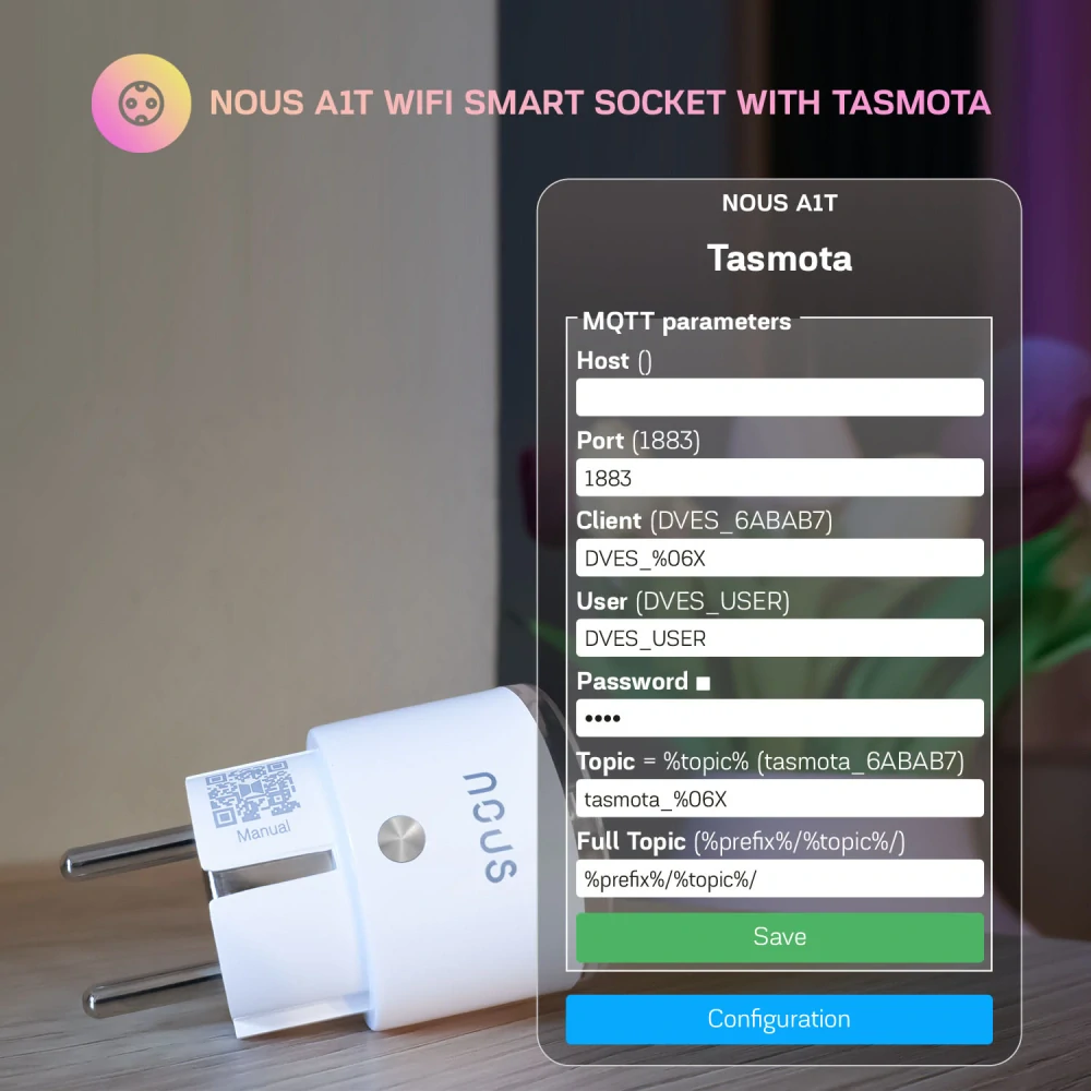 Nous A1T WiFi zásuvka s Tasmotou 2ks