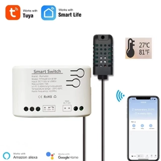 Beznapěťový spínač 1CH s měřením teploty a vlhkosti Tuya